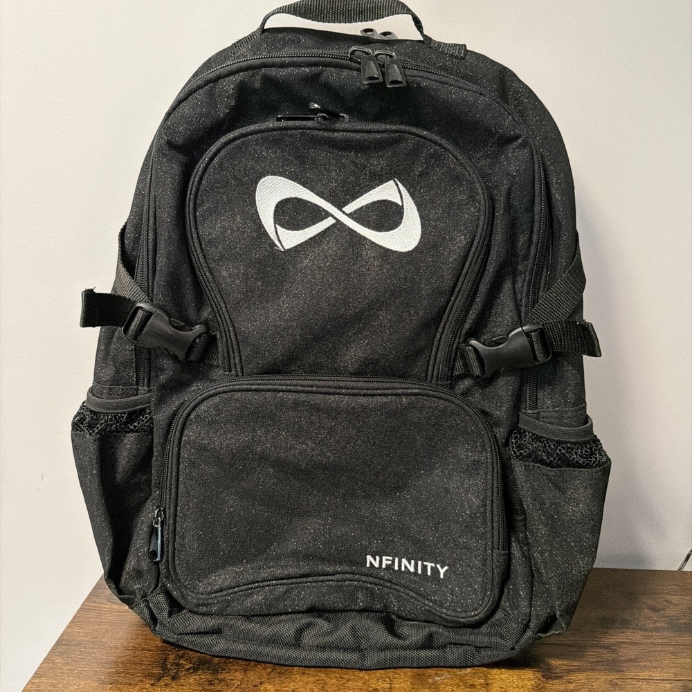 Nfinity Cheer Backpack Black Sparkle Infinity Logo Dance Gym School Bag